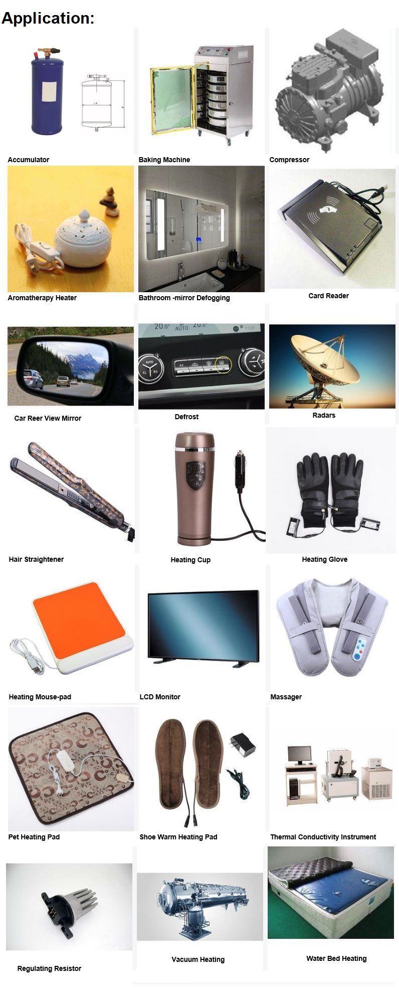 Application-Thin film Heater Application-Thin film Heater