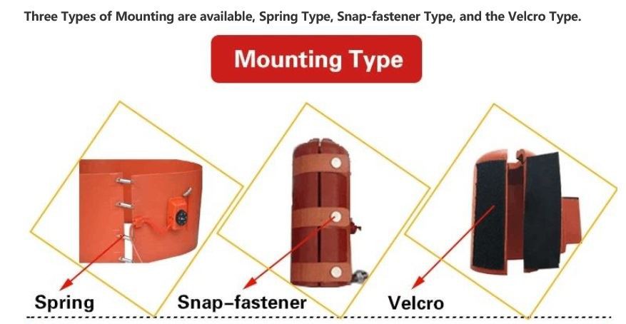 Mounting types of Silicone Rubber Heater For Respirator Heating Sheath Mounting types of Silicone Rubber Heater For Respirator Heating Sheath