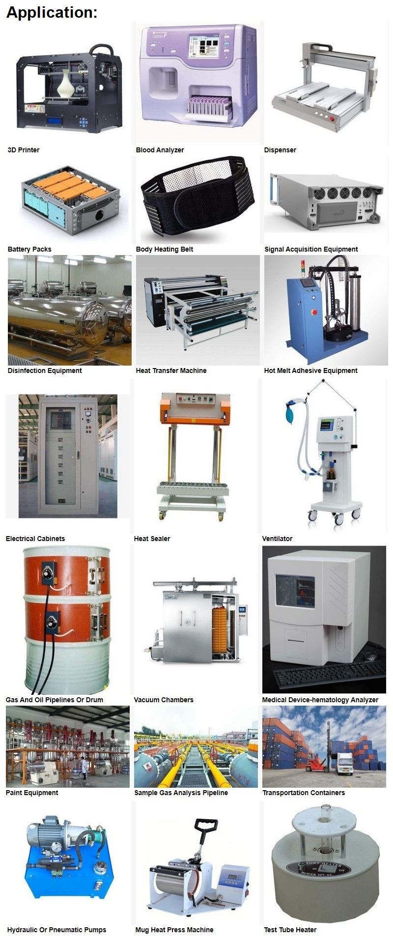 Application-Silicone Rubber Heater Application-Silicone Rubber Heater