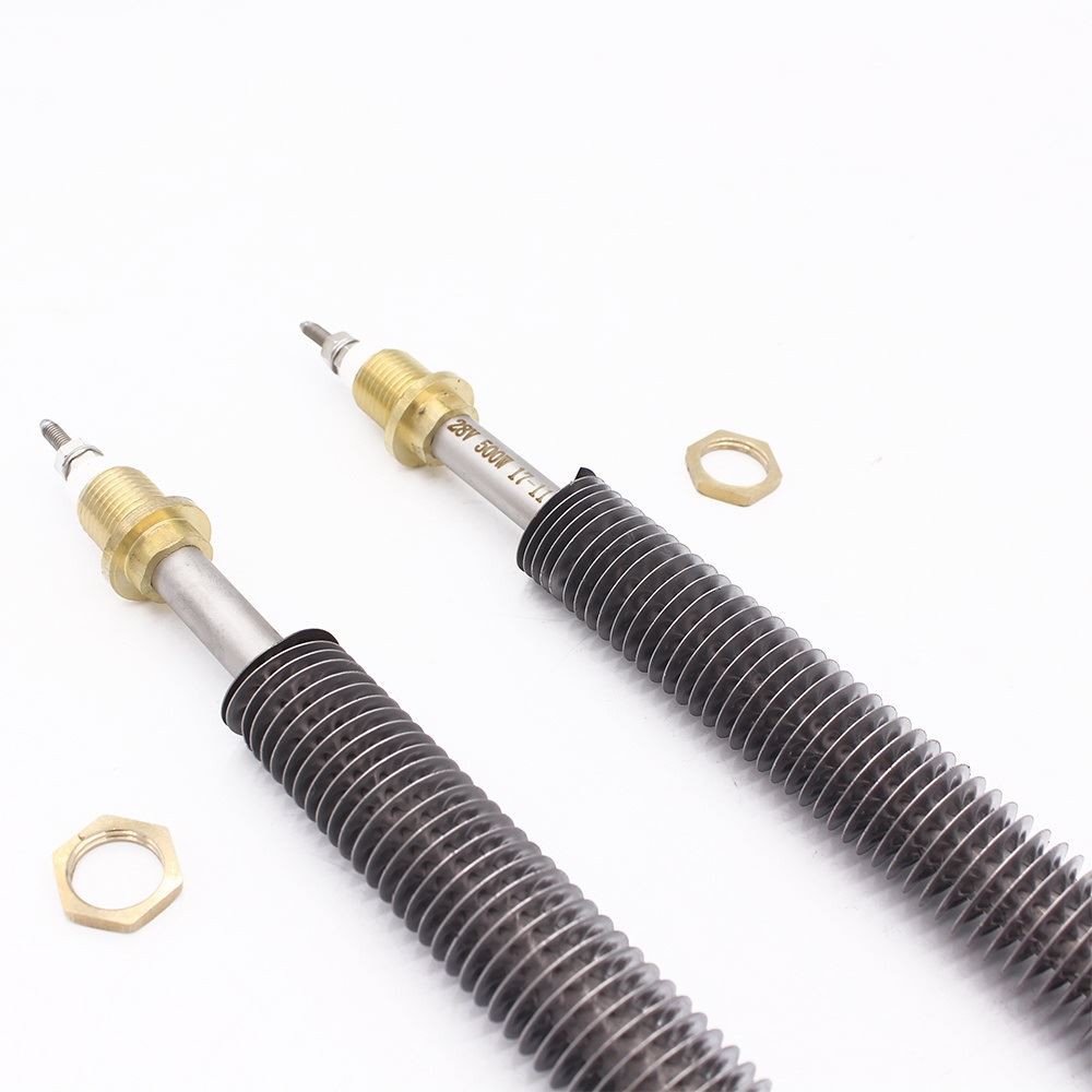 How is the lead rod of the straight fin heating tube put in?